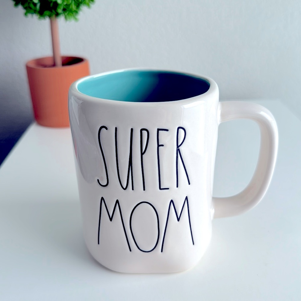 ❗️RAE DUNN SUPER MOM TEAL INTERIOR MODERN FARMHOUSE COFFEE TEA MUG - Picture 3 of 3